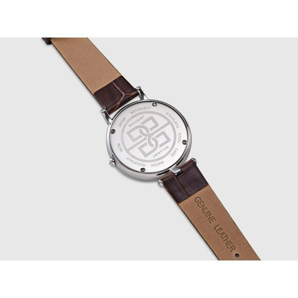 Bolvaint Paris Luxury Women's‎ Watch Silver Face Brown Leather Strap Geometric - Picture 6 of 9